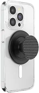 PopSockets: PopGrip Round for MagSafe - Includes Adapter Ring for MagSafe - Extendable Base and Handle with a Interchangeable Top for Smartphones and Cases - Alum Triangle Knurled Black