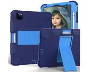 Full Body Shockproof Stand Cover with Screen Protector for ipad air4 10.9 inch 2020-Navy blue