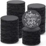 72 PCS Slate Coasters, 4 Inch Black Slate Coasters Bulk Round Stone Coasters ...