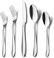 40/10-Piece Silverware Serving Set, HaWare Stainless Steel Flatware Cutlery Set with Knives/Spoons/Forks, Service for 8/2, Dishwasher Safe 60 Pieces for 12 60 Pieces for 12