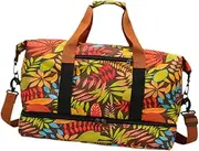 Hellery Duffle Bag for Travel with Adjustable Strap, Overnight Tote for Camping and Fitness, Orange