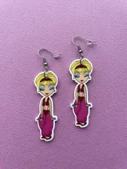 I Dream of Genie Pink Style Dangle Earrings, Fun, TV Magic, Surgical Steel Hooks