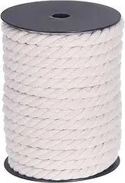 sourcing map Cotton Rope 3 Strand Twisted Braided Rope Cord, Rice White 23m/25 Yard 10mm Dia for Wall Hanging, Plant Hanger, Knitting, Macrame Knotting