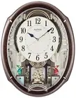 RHYTHM Wall Clock Radio Clock Karakuri Clock with 48 Melodies Brown 49.9 x 38.9