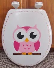 Hand painted OWL toilet seat/whimsical OWL/CHOOSE COLORS/ELONGATED