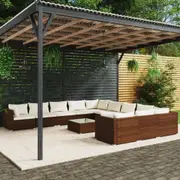 12 Piece Garden Lounge Set with Cushions Poly Rattan Brown vidaXL