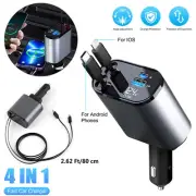 Adjustable Dual Port Retractable Car Charger USB A+C PD Fast Charging Adapter