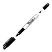 32201 Sharpie Twin-Tip Permanent Marker, Fine/Ultra Fine Point, Black, Box of 12