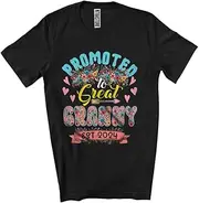 [Generic] Promoted to Great Granny Est 2024, Amazing Mother's Day Pregnancy Flowers, Family Group Unisex T-Shirt