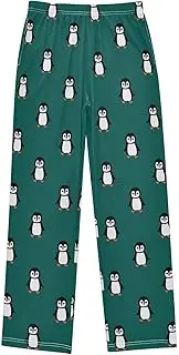 [ZZXXB] Penguin Pattern Boys Long Pants Soft Trousers Elastic Waist Kids Lounge Bottoms with Pockets S-XL