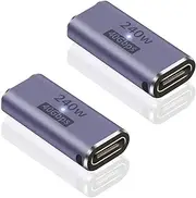 Poyiccot USB C Female to Female Adapter, USB C Coupler 240W Power Delivery, 40Gbps USB C Female to Female Coupler with 8K@60Hz Video Display Compatible for iPad, MacBook,Thunderbolt 4/3 (2Pack)