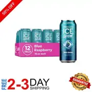 Low-Calorie Blue Raspberry Sparkling Water with Caffeine - 12 Cans, Zero Sugar