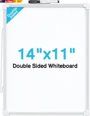 Small Dry Erase Board, 14"X11" Double Sided Hanging Whiteboard for Wall, Mini Wh