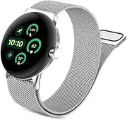 [YOFUNTLE] Compatible for Google Pixel Watch 3 45mm Band, Stainless Steel Metal Strap Adjustable Replacement, Men Women Mesh Loop Magnetic Wristband for Google Pixel Watch 3 45mm 2024