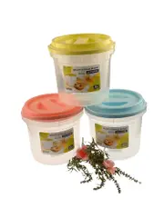 SMARTLINK 6pcs Stackable Plastic Round Bucket with Snap-On Lid Multi Storage Container
