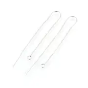 50 Platinum Plated Brass Threader Earring Chains Pull Through Curved Hold 103mm