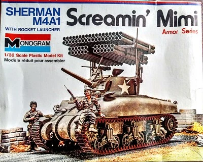 Monogram 1/32 Model kit 4200 Screamin Mimi Sherman M4A1 w/ Rocket Launcher Open