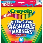 CRAYOLA ULTRA-CLEAN WASHABLE BROAD LINE MARKER 10 Assorted Bright Colors