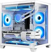 H.E. Gaming PC -AMD Ryzen 5 5600X 3.7 GHz-RX 6600 8GB -32GB DDR4 RAM-1TB M.2 NVMe +2TB SATA SSD-240 Liquid Cooler -WiFi &Bluetooth -RGB Fans-Win 11 Pro Desktop Computer-White