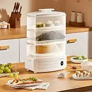 Electric 3 Tier Steamer, 900W 12L Electric Food Steamer, 24H Smart Appointment, 12 Major Menus, Display Touch Screen, for Cooking Soup Veg Meat Fish Rice Electronic