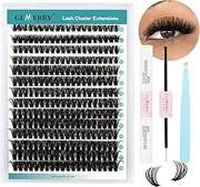 GEMERRY 60D Mixed Lash Extension Kit - Long Cluster Lashes With Bond and Seal for DIY Individual Eyelash Extensions at Home (60D, Mix10-18)