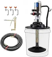 Air-Operated Grease Pump,60:1 Pneumatic Grease Gun with 12.5ft Oil Outlet Pipe and with 360° Grease Gun, 0.85l/Min Air Grease Pump with 2 Coupler,for 5 Gallon Bucket