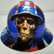 full brim VENTED hard hat custom hydro dipped IN WEATHERED AMERICAN PATRIOT NEW