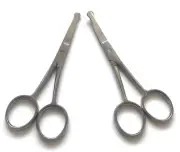 2pc 4.5" Straight & Curved Mustache Nose Ear Beard Hair Remover Scissors Trimmer