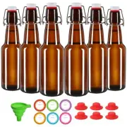 6 Pack 12oz Amber Glass Beer Bottles Swing Top Glass Bottles for Home Brewing