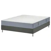 LYNGÖR divan bed, Valevåg extra firm/light blue dark grey, Double