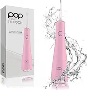 Pop Sonic Typhoon Water Flosser (Pink), Includes 4-Tip Portable Water Teeth Cleaner Picks, Rechargeable Water Dental Picks for Cleaning w/ 3 Speeds, IPX7 Waterproof Water Dental Flosser