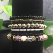 7 PC Handmade Bohemian Beaded Stackable Stretch Bracelet Set New 9829