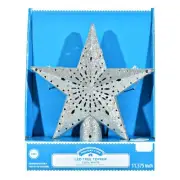 NEW Christmas Tree Topper Star Lighted Projection LED 11.4" Holiday Time Silver