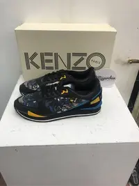 在飛比找Yahoo!奇摩拍賣優惠-KENZO Paris 黑黃藍配色 滿版 老虎 圖案 休閒鞋