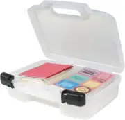 12 Inch Deep Base Carrying Case, Portable Art & Craft Organizer, Translucent