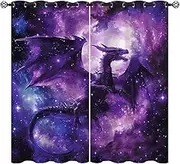 Purple Dragon Blackout Curtains for Girls Boys Kids Teens Home Decor, Nebula Mysterious Outer Space Grommet Thermal Insulated Drapes Darkening Window Curtain for Bedroom Living Room, 42 x 45 Inch