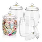 4 Pcs Candy Jars With Lids&Spoons 1/2 Gallon Clear Plastic Cookie Container