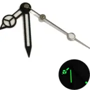White Painted Lume Silver Second Hand Watch Hands Matted Black Trim for NH35/36
