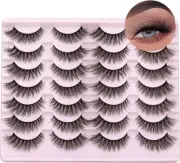 Wispy Faux Mink Lashes Natural False Eyelashes Fluffy 16Mm Cat Eye Lashes Pack 5