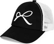[LUCKYBUNNY] Girls Bow Tie Baseball Cap, Kids Summer Mesh Sun Hats Visor Cap, Adjustable Ponytail Hat for 7-12 Years