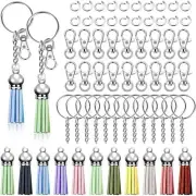 140Pcs Silver Keychain Tassles Kit, Bulk Keychain Rings Set, Key Chain Rings