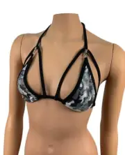 Micro Triangle Bikini Top Sparkle Camouflage Rave Outfit Strippewear Dancewear