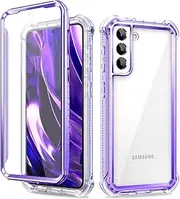 [Dexnor] Case for Samsung Galaxy S21 Plus S21+ 5G 6.7 Inch with Built-in Screen Protector 360 Degree Dust Proof Front and Back Clear Full Body Outdoor TPU+PC Shockproof Protective Cover - Purple