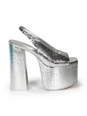 Leather Snake Print Platform Heels