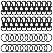 80pcs Swivel Snap Hook and Key Rings Set, Black Swivel Clasps Lanyard Snap Ho...