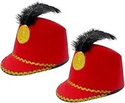 Hellery 2x American Marching Band Hat with Feather, Ringmaster Drum Major Hat Band Major Hat for Party Halloween Christmas Carnival
