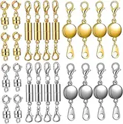 jojofuny 24Pcs Magnetic Clasps for Necklace Durable Magnetic Jewelry Closures Versatile Connectors for Necklaces Bracelets Anklets Stylish Designs