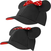 [ABG Accessories] Girls Baseball Cap, Minnie Mouse Ears Hat Mommy & Me Adjustable Toddler Caps 2-4 Or Girl Hat Ages 4-7