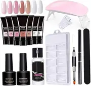 Gel Nail Kit 15ml 7 Colors Gel Extension Nail Kit with UV Lamp Nail File Clip Builder Gel Nail Kit Long-Lasting Gel Polish Starter Kit for Home Salon Gel Extension Nail Kit