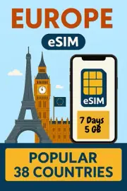 Best EUROPE 38 Countries esim Data Travel e sim High-Speed 5G /4G 7 Days 5 GB